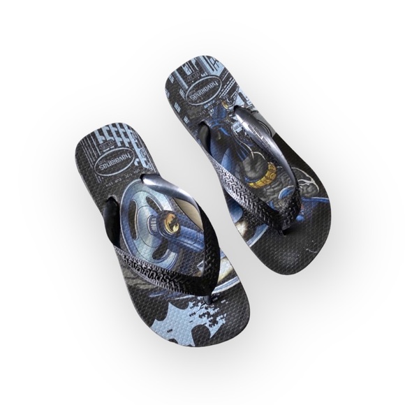 Havaianas ☻ Batman Print Flip Flops ☻ Brazilian Beach Sandals ☻ Black Size 1 2 - Picture 11 of 16